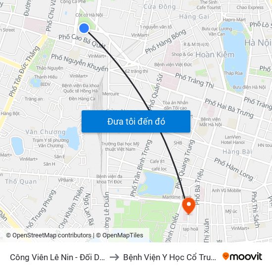 Công Viên Lê Nin - Đối Diện 35 Trần Phú to Bệnh Viện Y Học Cổ Truyền Trung Ương map