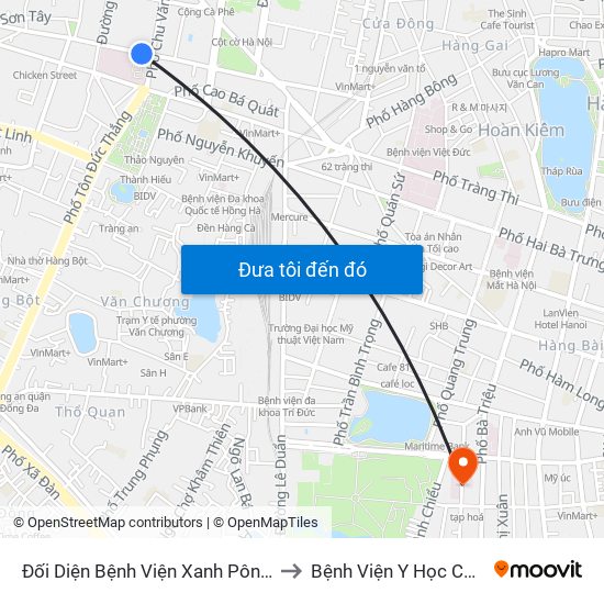 Đối Diện Bệnh Viện Xanh Pôn - 60 Trần Phú (Bộ Tư Pháp) to Bệnh Viện Y Học Cổ Truyền Trung Ương map