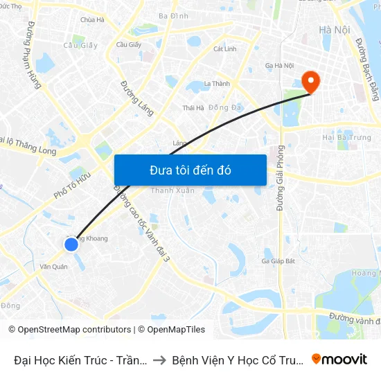 Đại Học Kiến Trúc - Trần Phú (Hà Đông) to Bệnh Viện Y Học Cổ Truyền Trung Ương map