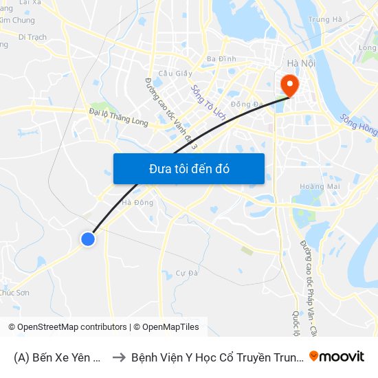 (A) Bến Xe Yên Nghĩa to Bệnh Viện Y Học Cổ Truyền Trung Ương map