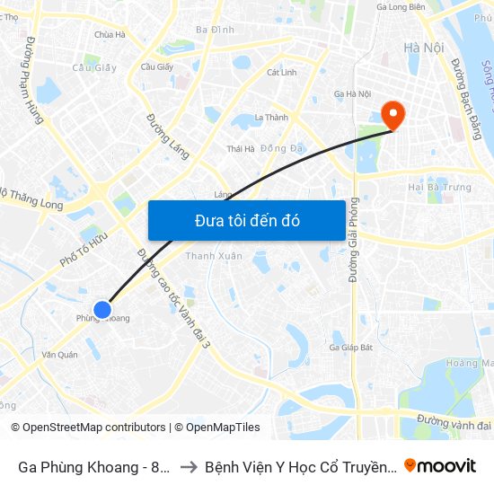 Ga Phùng Khoang - 81 Trần Phú to Bệnh Viện Y Học Cổ Truyền Trung Ương map
