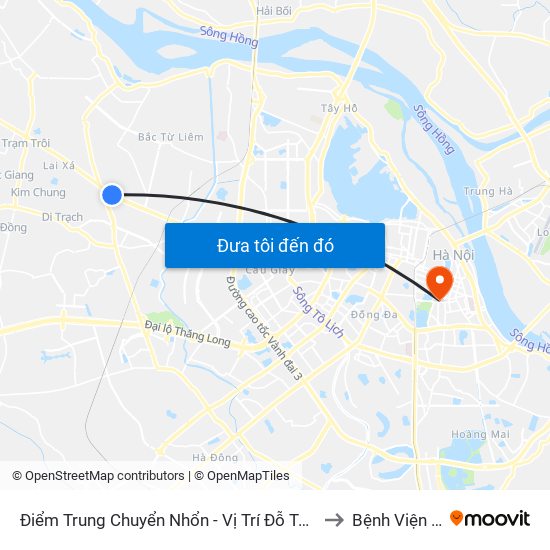 Điểm Trung Chuyển Nhổn - Vị Trí Đỗ Tuyến 20, 29, 32 (Chiều Sơn Tây - Hà Nội)- Đường 32 to Bệnh Viện Mắt Trung Ương map