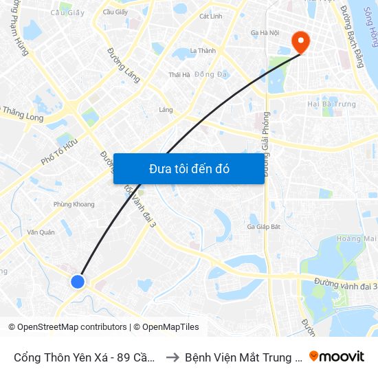 Cổng Thôn Yên Xá - 89 Cầu Bươu to Bệnh Viện Mắt Trung Ương map