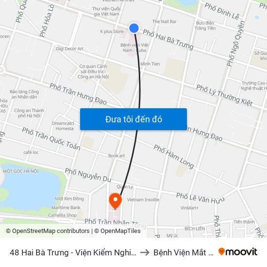 48 Hai Bà Trưng - Viện Kiểm Nghiệm Thuốc Trung Ương to Bệnh Viện Mắt Trung Ương map