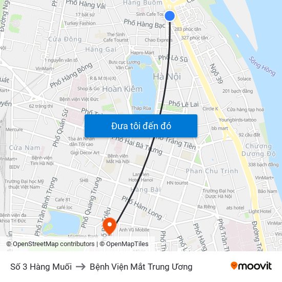 Số 3 Hàng Muối to Bệnh Viện Mắt Trung Ương map