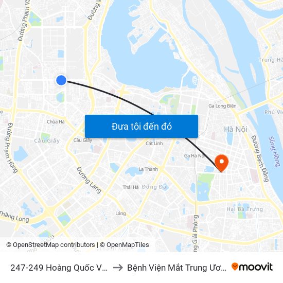 247-249 Hoàng Quốc Việt to Bệnh Viện Mắt Trung Ương map