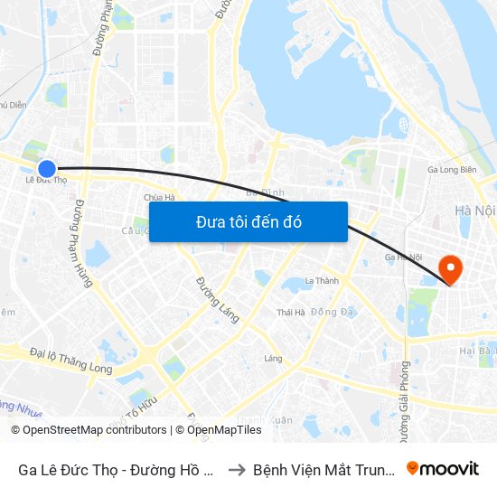 Ga Lê Đức Thọ - Đường Hồ Tùng Mậu to Bệnh Viện Mắt Trung Ương map