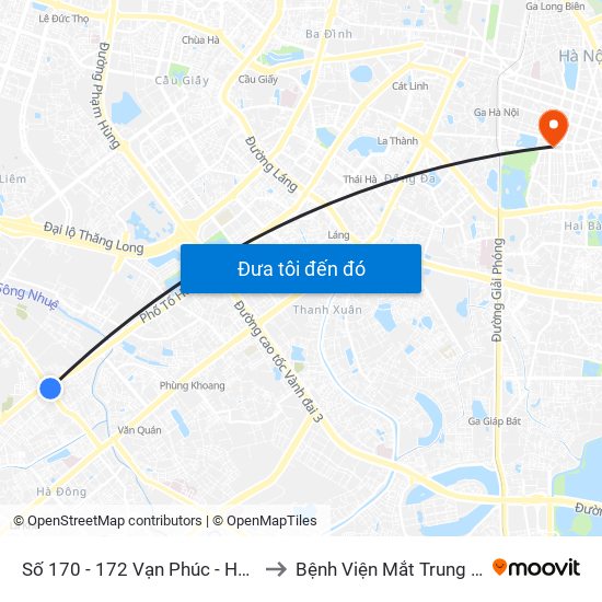 Số 170 - 172 Vạn Phúc - Hà Đông to Bệnh Viện Mắt Trung Ương map