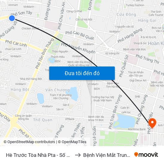 Hè Trước Tòa Nhà Pta - Số 1 Kim Mã to Bệnh Viện Mắt Trung Ương map