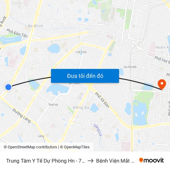 Trung Tâm Y Tế Dự Phòng Hn - 70 Nguyễn Chí Thanh to Bệnh Viện Mắt Trung Ương map