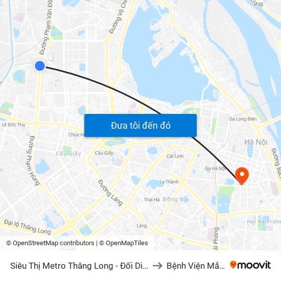 Siêu Thị Metro Thăng Long - Đối Diện Ngõ 599 Phạm Văn Đồng to Bệnh Viện Mắt Trung Ương map