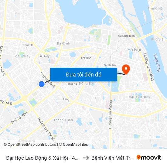 Đại Học Lao Động & Xã Hội - 43 Trần Duy Hưng to Bệnh Viện Mắt Trung Ương map