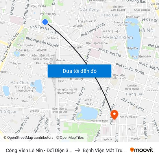 Công Viên Lê Nin - Đối Diện 35 Trần Phú to Bệnh Viện Mắt Trung Ương map