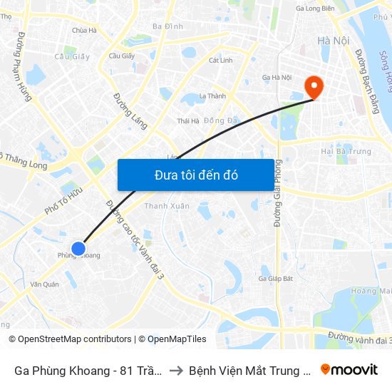 Ga Phùng Khoang - 81 Trần Phú to Bệnh Viện Mắt Trung Ương map