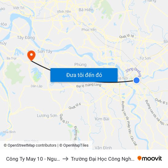 Công Ty May 10 - Nguyễn Văn Linh to Trường Đại Học Công Nghiệp Việt - Hung map