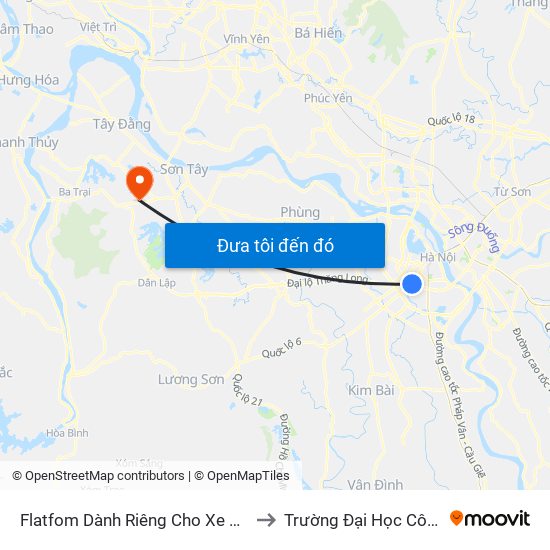 Flatfom Dành Riêng Cho Xe Buýt Trước Nhà 45 Đường Láng to Trường Đại Học Công Nghiệp Việt - Hung map