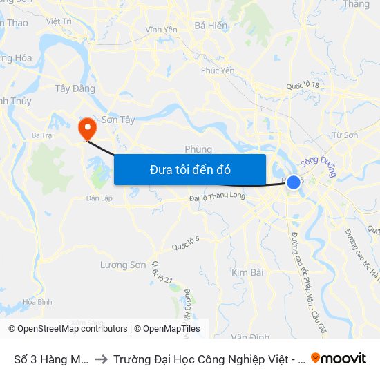 Số 3 Hàng Muối to Trường Đại Học Công Nghiệp Việt - Hung map