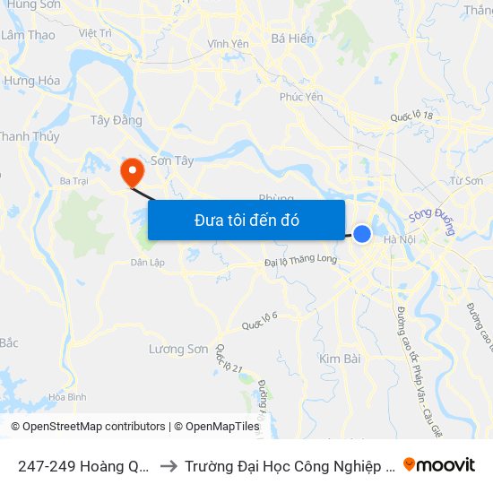247-249 Hoàng Quốc Việt to Trường Đại Học Công Nghiệp Việt - Hung map