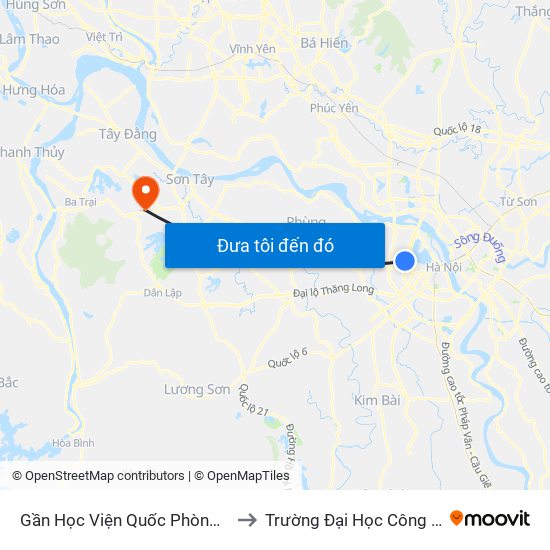 Gần Học Viện Quốc Phòng - 91 Hoàng Quốc Việt to Trường Đại Học Công Nghiệp Việt - Hung map