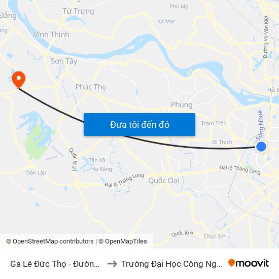 Ga Lê Đức Thọ - Đường Hồ Tùng Mậu to Trường Đại Học Công Nghiệp Việt - Hung map