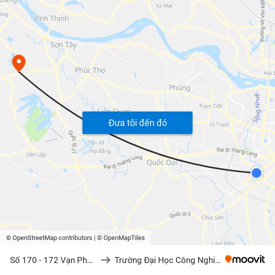 Số 170 - 172 Vạn Phúc - Hà Đông to Trường Đại Học Công Nghiệp Việt - Hung map