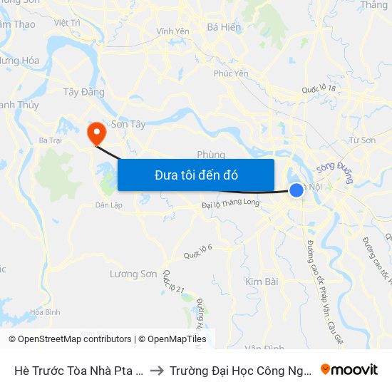 Hè Trước Tòa Nhà Pta - Số 1 Kim Mã to Trường Đại Học Công Nghiệp Việt - Hung map