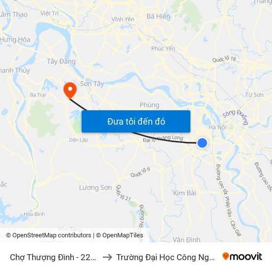 Chợ Thượng Đình - 224 Nguyễn Trãi to Trường Đại Học Công Nghiệp Việt - Hung map