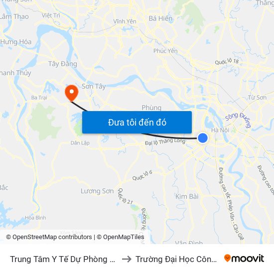 Trung Tâm Y Tế Dự Phòng Hn - 70 Nguyễn Chí Thanh to Trường Đại Học Công Nghiệp Việt - Hung map