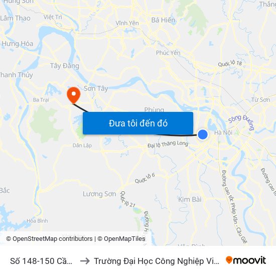 Số 148-150 Cầu Giấy to Trường Đại Học Công Nghiệp Việt - Hung map