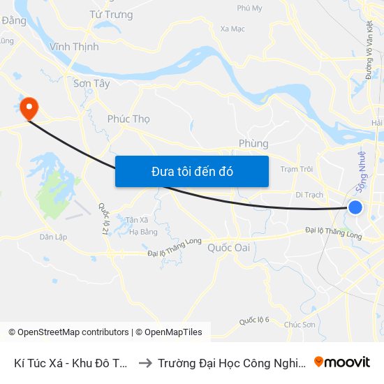 Kí Túc Xá - Khu Đô Thị Mỹ Đình II to Trường Đại Học Công Nghiệp Việt - Hung map