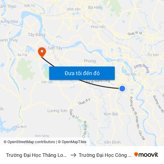 Trường Đại Học Thăng Long - Nghiêm Xuân Yêm to Trường Đại Học Công Nghiệp Việt - Hung map