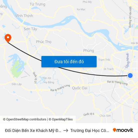 Đối Diện Bến Xe Khách Mỹ Đình - Phạm Hùng (Cột Trước) to Trường Đại Học Công Nghiệp Việt - Hung map