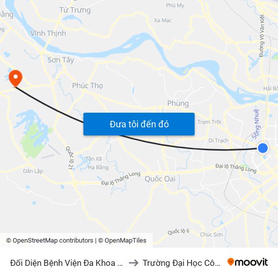 Nhà Máy Nước Mai Dịch - Phạm Hùng to Trường Đại Học Công Nghiệp Việt - Hung map