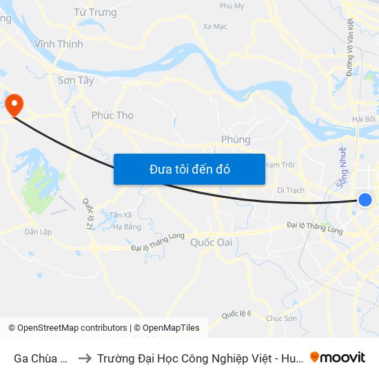 Ga Chùa Hà to Trường Đại Học Công Nghiệp Việt - Hung map