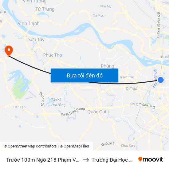 Trước 100m Ngõ 218 Phạm Văn Đồng (Đối Diện Công Viên Hòa Bình) to Trường Đại Học Công Nghiệp Việt - Hung map