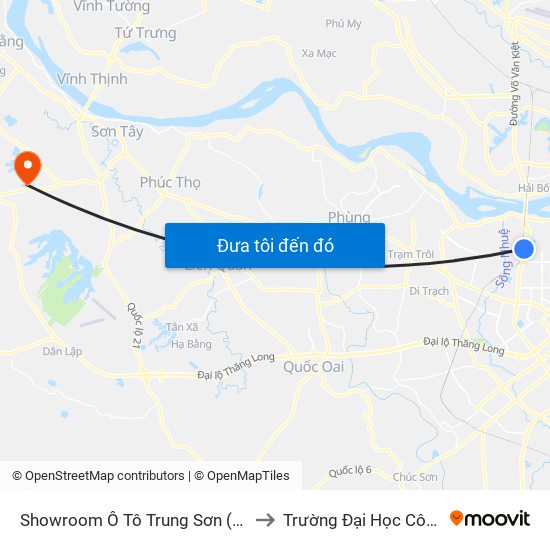 Showroom Ô Tô Trung Sơn (Đối Diện 315 Phạm Văn Đồng) to Trường Đại Học Công Nghiệp Việt - Hung map