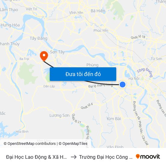 Đại Học Lao Động & Xã Hội - 43 Trần Duy Hưng to Trường Đại Học Công Nghiệp Việt - Hung map