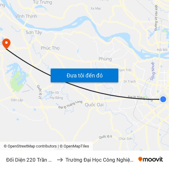 Đối Diện 220 Trần Duy Hưng to Trường Đại Học Công Nghiệp Việt - Hung map