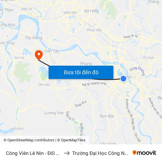 Công Viên Lê Nin - Đối Diện 35 Trần Phú to Trường Đại Học Công Nghiệp Việt - Hung map