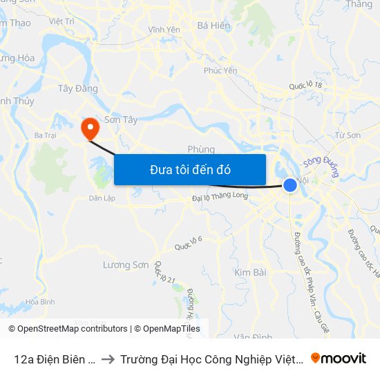 12a Điện Biên Phủ to Trường Đại Học Công Nghiệp Việt - Hung map