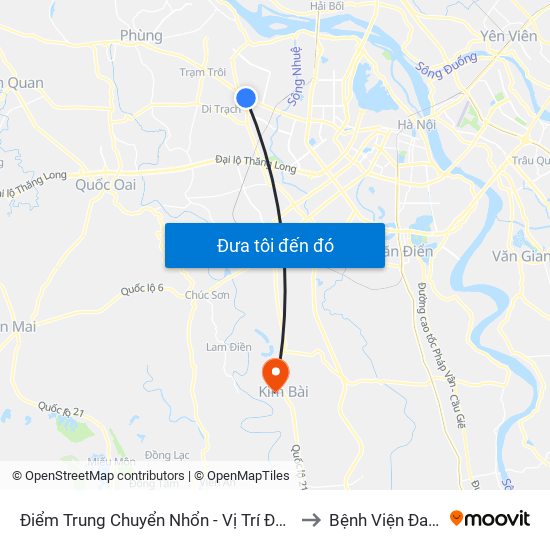 Điểm Trung Chuyển Nhổn - Vị Trí Đỗ Tuyến 20, 29, 32 (Chiều Sơn Tây - Hà Nội)- Đường 32 to Bệnh Viện Đa Khoa Huyện Thanh Oai map