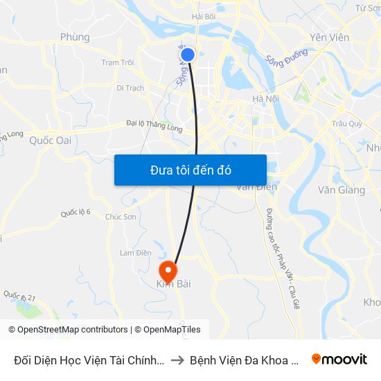 Đối Diện Học Viện Tài Chính - Đường Đức Thắng to Bệnh Viện Đa Khoa Huyện Thanh Oai map