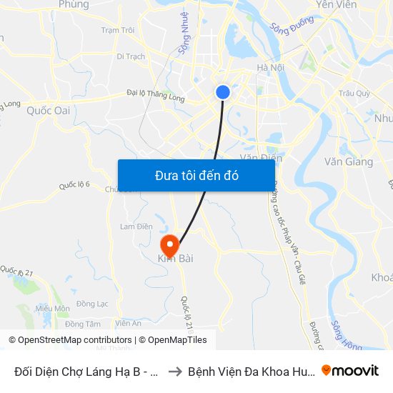 Đối Diện Chợ Láng Hạ B - 564 Đường Láng to Bệnh Viện Đa Khoa Huyện Thanh Oai map