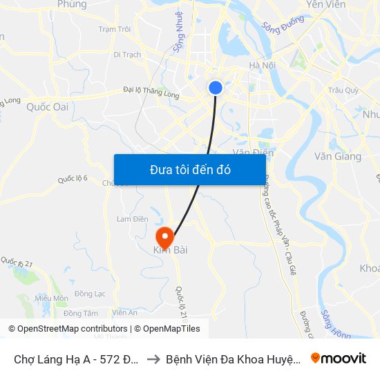 Chợ Láng Hạ A - 572 Đường Láng to Bệnh Viện Đa Khoa Huyện Thanh Oai map