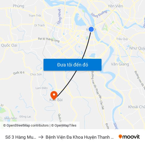 Số 3 Hàng Muối to Bệnh Viện Đa Khoa Huyện Thanh Oai map