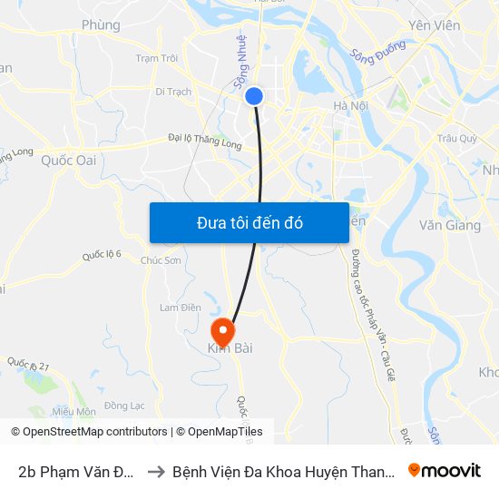 2b Phạm Văn Đồng to Bệnh Viện Đa Khoa Huyện Thanh Oai map