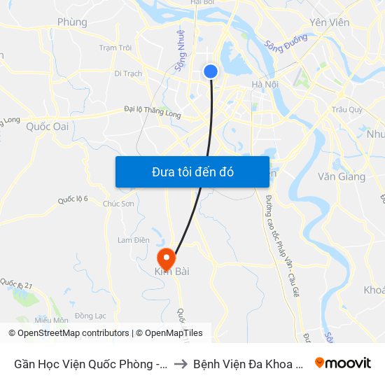 Gần Học Viện Quốc Phòng - 91 Hoàng Quốc Việt to Bệnh Viện Đa Khoa Huyện Thanh Oai map