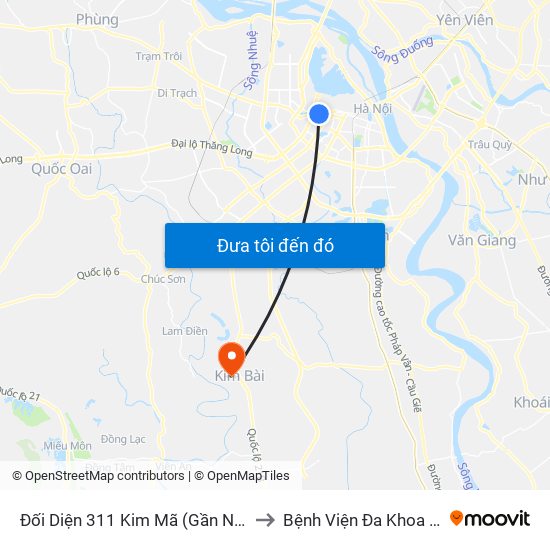 Đối Diện 311 Kim Mã (Gần Ngã 4 Kim Mã - Vạn Bảo) to Bệnh Viện Đa Khoa Huyện Thanh Oai map