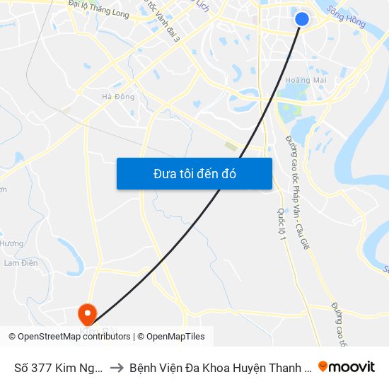 Số 377 Kim Ngưu to Bệnh Viện Đa Khoa Huyện Thanh Oai map