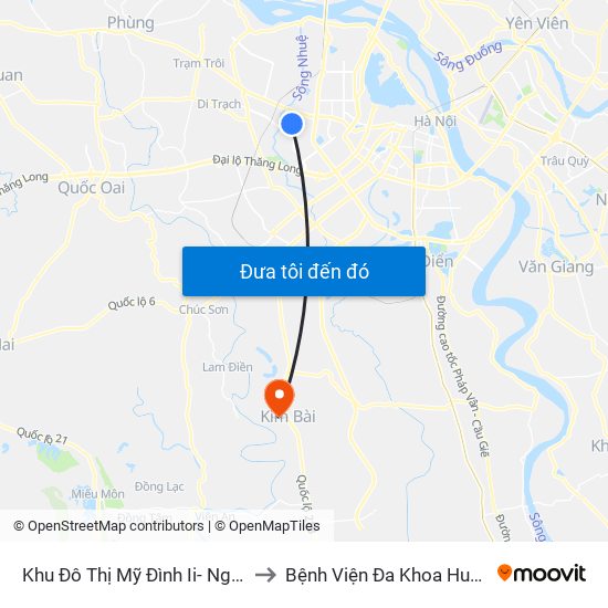 Khu Đô Thị Mỹ Đình Ii- Nguyễn Cơ Thạch to Bệnh Viện Đa Khoa Huyện Thanh Oai map